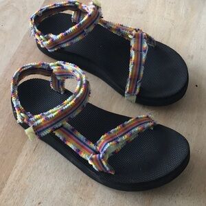 Raw edge multi colour Teva Universal Sandals